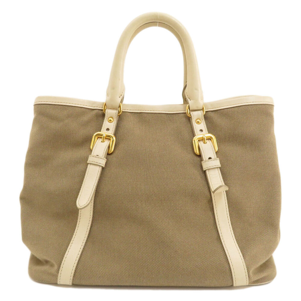 Prada leather Jacquard 2Way Bag white tan Logo canvas